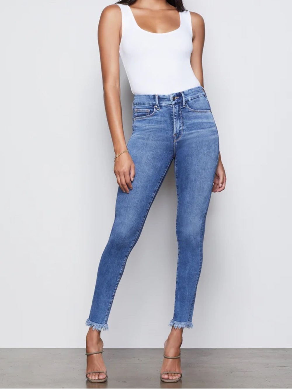 Good American Good Legs fray hem skinny jeans size 4 NWT